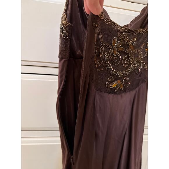 Cache Y2K Vintage 100% Silk Brown Lace Beaded Victorian Flapper Style Dress 4 - Picture 10 of 10